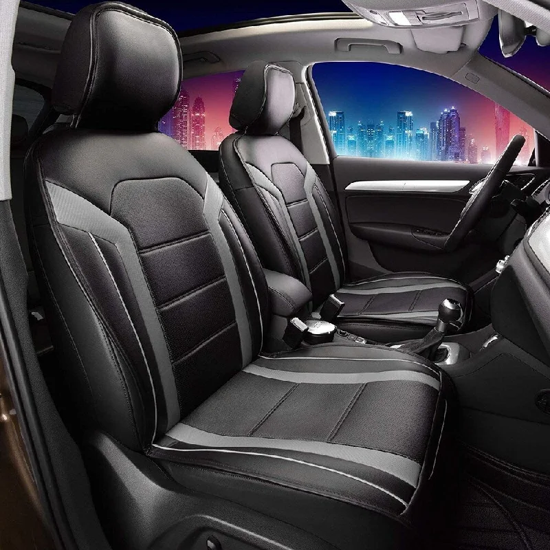 Limited Time Discount FH Group Gray Black NeoBlend Leatherette Seat Cushions, Front-Fit Most Car, Truck, SUV, or Van