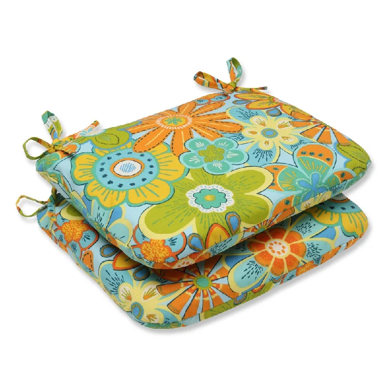 Pillow Perfect Outdoor Glynis Floral Rounded Corners Seat Cushion (Set of 2)