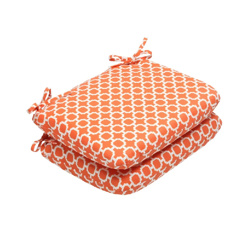 Pillow Perfect Outdoor Hockley Orange Rounded Corners Seat Cushion (Set of 2)