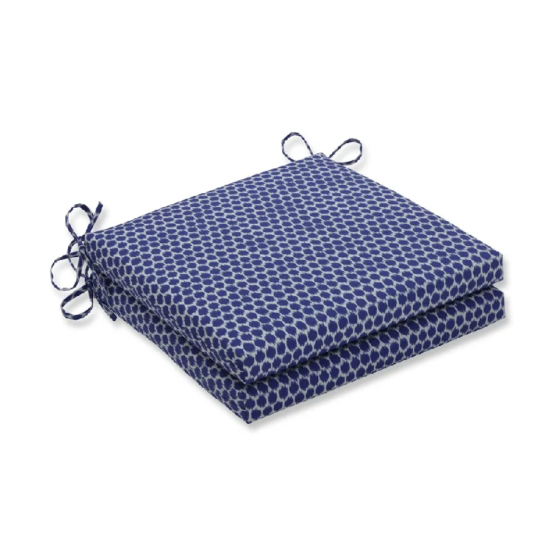 Pillow Perfect Outdoor/Indoor Seeing Spots Navy Squared Corners Seat Cushion 20x20x3 (Set of 2)