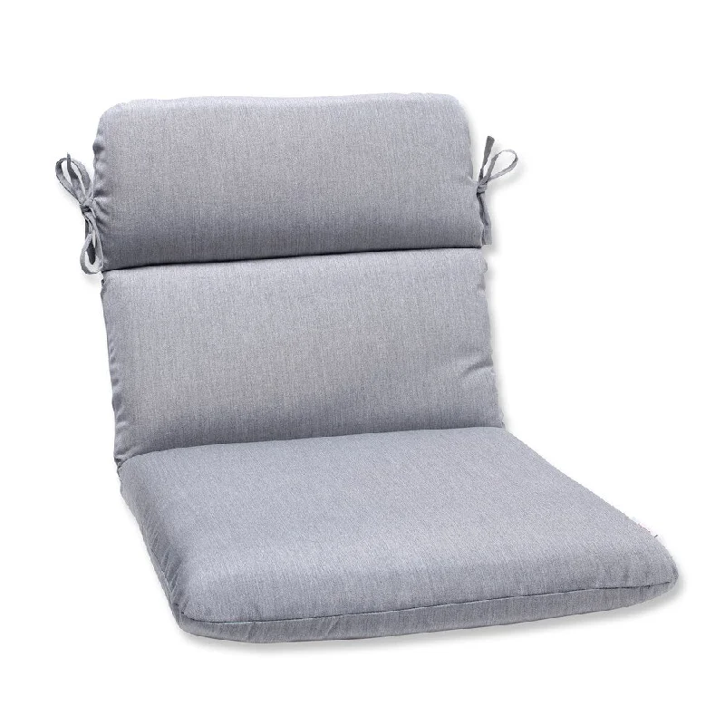 Pillow Perfect Rounded Corners Chair Cushion with Grey Sunbrella Fabric