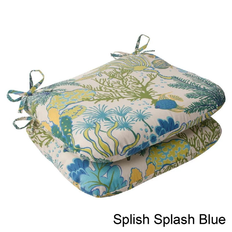 Pillow Perfect 'Splish Splash' Outdoor Rounded Seat Cushions (Set of 2)