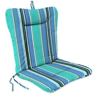 Sunbrella 21" x 38" Blue Stripe Outdoor Chair Cushion with Ties and Loop - 38'' L x 21'' W x 3.5'' H