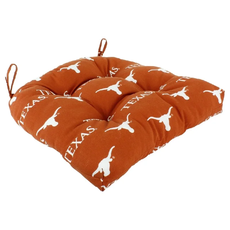 Texas Longhorns Indoor / Outdoor Seat Cushion Patio D Cushion 20" x 20", 2 Tie Backs - 20" x 20" x 3"