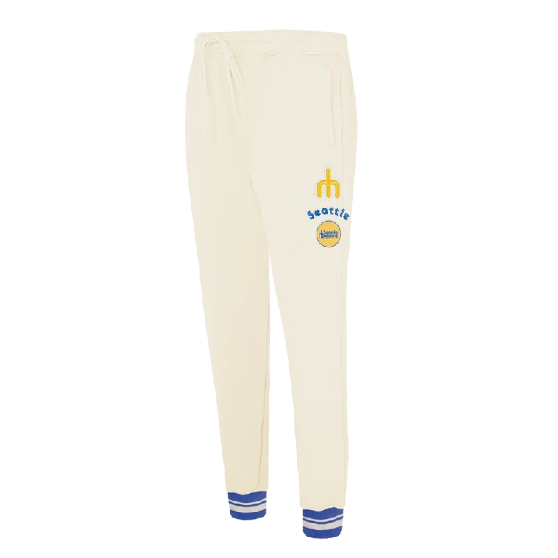 MLB SEATTLE MARINERS RETRO CLASSIC WOMEN'S RIB SWEATPANT (EGGSHELL/ROYAL BLUE)